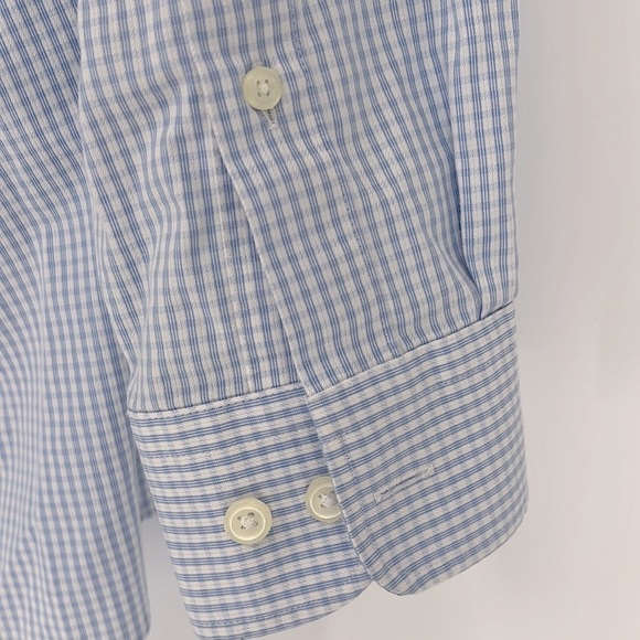 Pronto Uomo Slim Fit Long Sleeve Dress Shirt Blue White Mens Size 32/33 14-1/2 - Picture 6 of 8